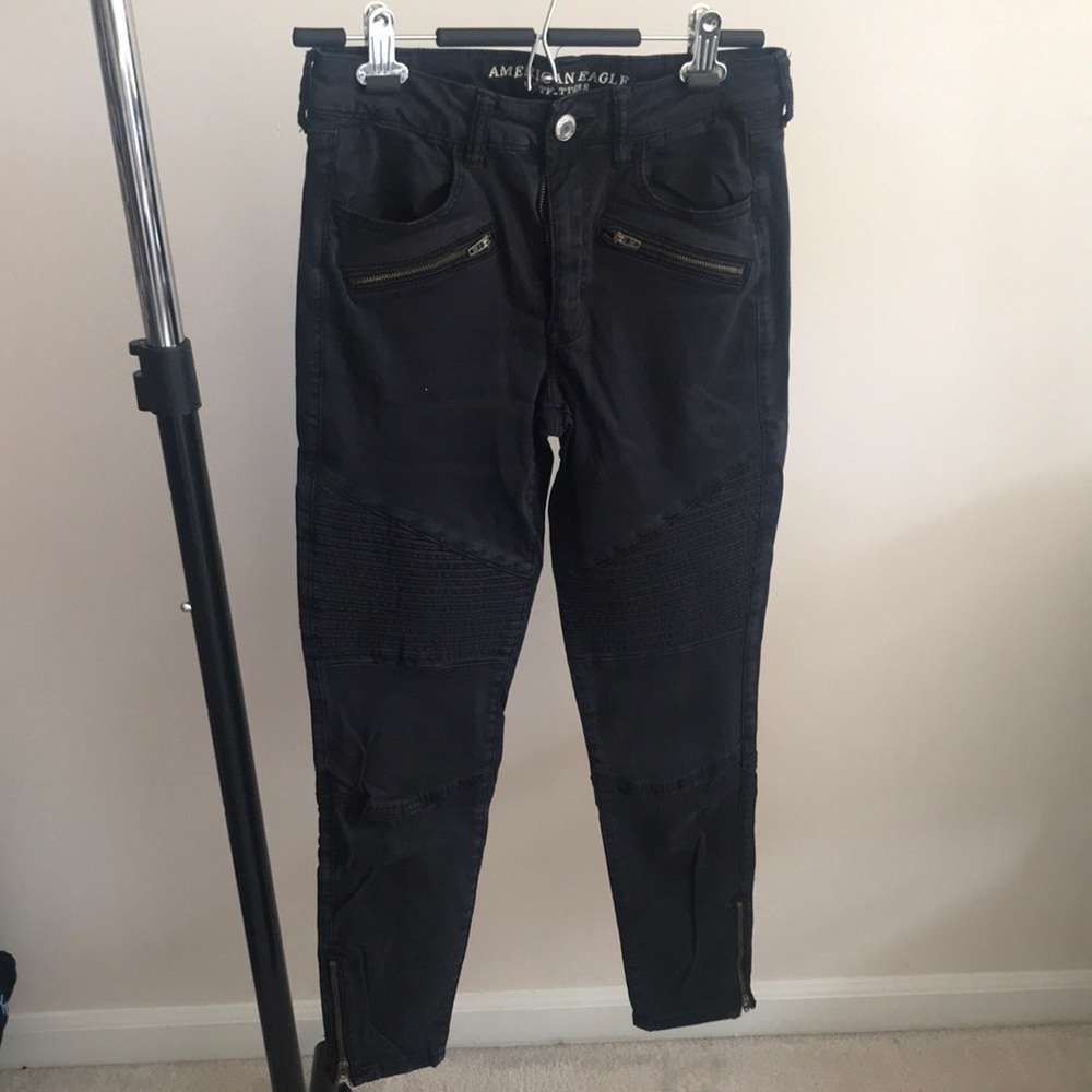 American Eagle Black Jeans with Zippers